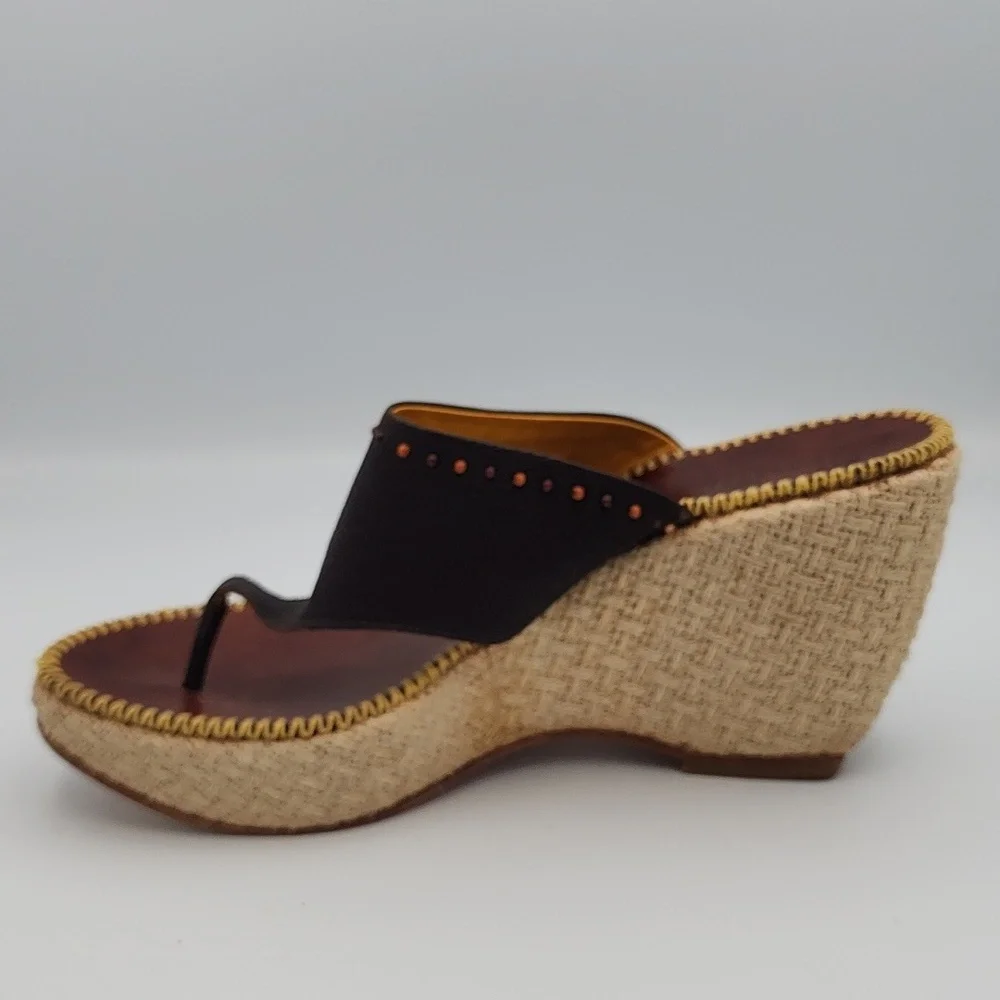 HENRY CUIR Espadrille Wedge-heeled Sandals, Size 40 - Picture 8 of 8